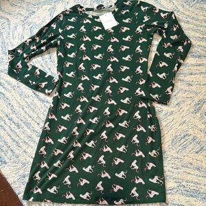 Compania Fantastica Women's Cheetah Print Mini Dress-Long Sleeve-Size L NWT